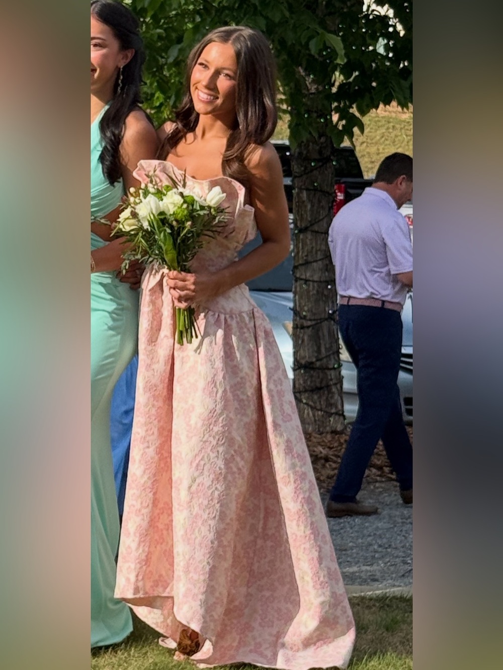 FLORALIE STRAPLESS GOWN IN LIGHT PINK MULTI ELLIATT - Picture 7 of 7
